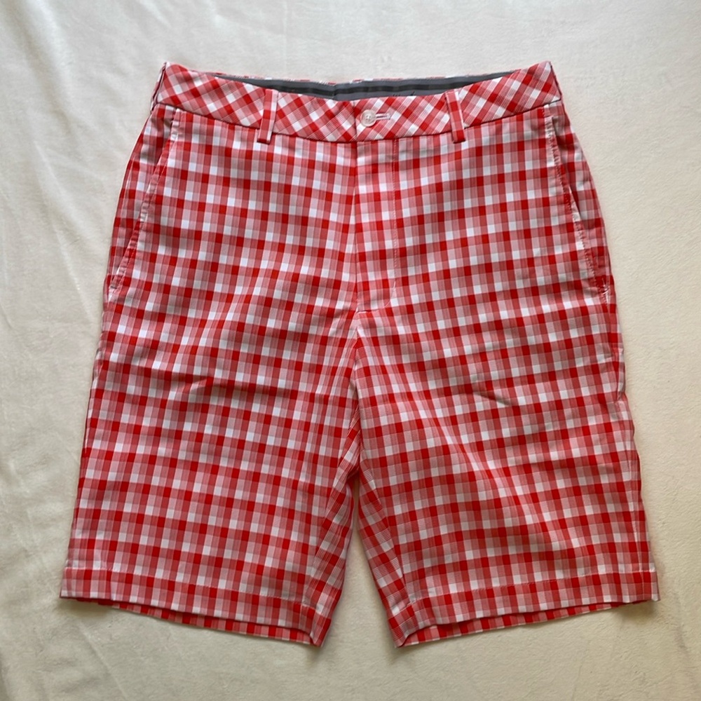 Walter Hagen Performance Golf Shorts - orange plaid
